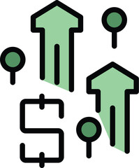 Capital fund icon outline vector. Revenue money. Grow wallet color flat