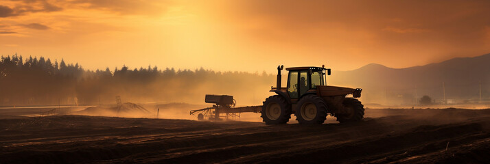 Fototapeta premium tractor on the field
