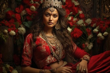 Eastern Indian Beauty Wearing Traditional Jewelry. A fictional character Created By Generated AI.