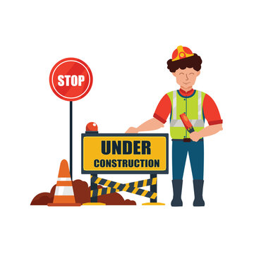 Under Construction Sign, Vector Illustration.