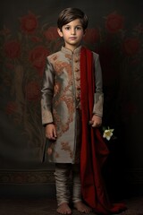 Young Indian Boy in Traditional Costume. A fictional character Created By Generated AI.