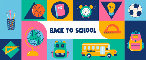 Abstract geometric modern design. Back to school. Vector illustration for poster and flyer