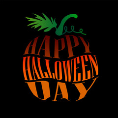 Fototapeta premium Illustration for Halloween, lettering Happy Halloween set on pumpkin pattern, logo icon.