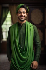 Fototapeta premium The man in the green turban. A fictional character Created By Generated AI.
