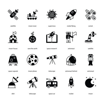 space related icon set
