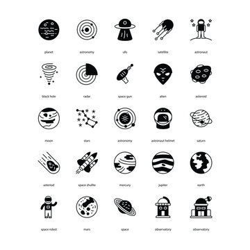 space related icon set