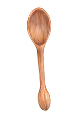 Wooden spoon. Kitchen utensils clipart for decorating design compositions on the theme of food, cooking. Illustration with markers and watercolor. Hand drawn isolated art.