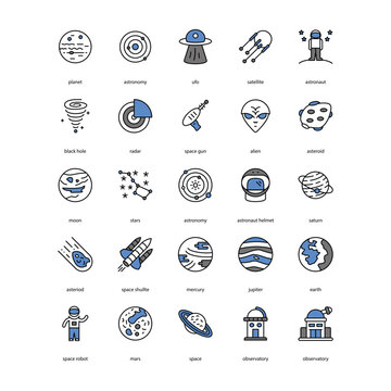 space related icon set