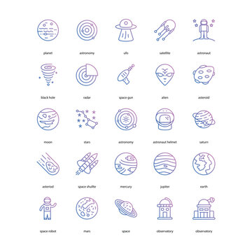 space related icon set