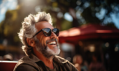 Obraz premium Portrait of a handsome happy senior man enjoying his golden years. Portrait of a happy senior man standing outside with copy space