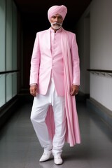 Elegant Middle-aged Man in a Pink Suit. A fictional character Created By Generated AI.