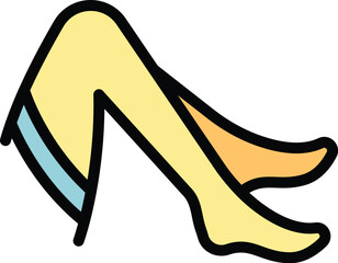 Fitness stockings icon outline vector. Stocking leg. Woman blood color flat