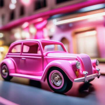 pink car on a street