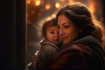 A mother holding her baby close. A fictional character Created By Generated AI.