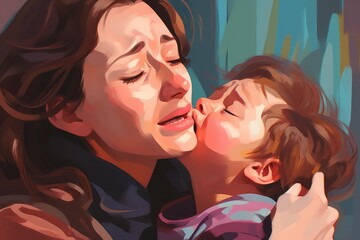 A Mother's Embrace. A fictional character Created By Generated AI.