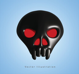 black skull head in 3d vector illustration