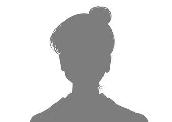 証明写真 アップヘアの女性のシルエット 上半身顔正面 バストアップのイラスト