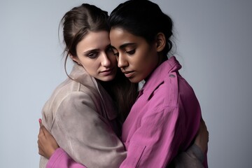 Close Friends Sharing a Pink Hug. A fictional character Created By Generated AI.