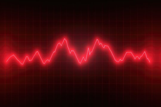 Bright red design of a heart rate monitor electrocardiogram.