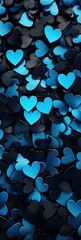 Heartcore Brilliance in Thick Impasto Background - Blue and Black Hearts Illustrated for a Realistic and Detailed Wallpaper Experience - Hearts Backdrop created with Generative AI Technology