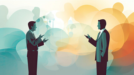 2 guys talking about a business illustration 