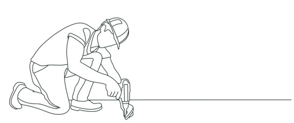 Building Construction worker line art style vector illustration