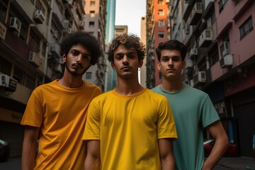Three Young Men Posing Together for a Photo. A fictional character Created By Generated AI.