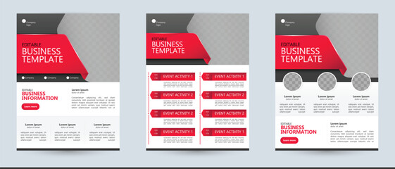 flyer advert abstract business template text layout and copy space vivid red and gray vector background for event agenda webinar newsletter lecture schedule marketing ad - obrazy, fototapety, plakaty
