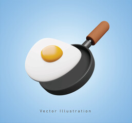 cooking egg in 3d vector illustration