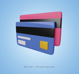 credit card in 3d vector illustration