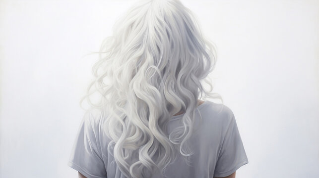 Luxurious white hair washed with shampoo, new quality, versatile colorful technology, image illustration design, generative ai