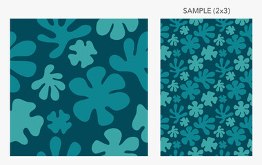 Tropical seamless pattern - blue leaves