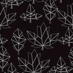 Seamless pattern of Modern geometric leaves art, line vector illustration