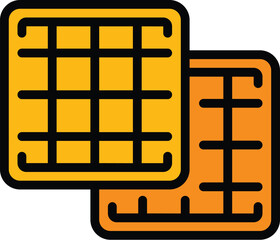 Waffle bakery icon outline vector. Austrian food. Potato restaurant color flat
