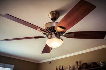 Ceiling fan installed, screws tightened by a handyman during home renovation.