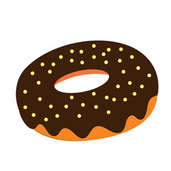 bakery, fried, powdered sugar, chocolate icing, dessert - sweet food, sugar sprinkles, donut, icing, colourful, frosting, 1, isolated, treat, glazed, pink, snack, sugar, breakfast, closeup, delicious,