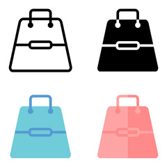 Fototapeta premium Vector icon shopping bag with liine, solid, and flat color style. Perfect for business icon.