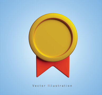 golden medal in 3d vector illustration