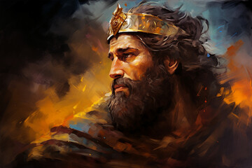 Generative AI picture Protection and Defense Symbol Saint archangel in crown painting like portrait