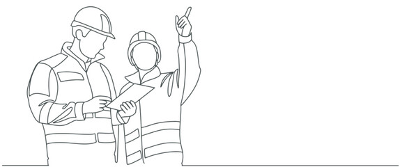 Building Construction worker line art style vector illustration