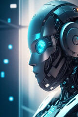 blue graphics artificial intelligence brain futuristic future world