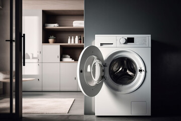 modern washing machine in private property