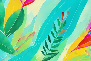 colourfull painting of plant life abstract background that is natural and calming