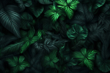 colourful palm leaf nature tropical forest green background fresh tree jungle. Generative AI.