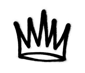 Sprayed crown with overspray in black over white. Vector illustration. - obrazy, fototapety, plakaty
