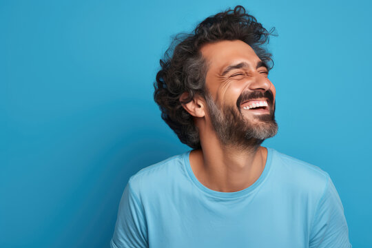 Happy Italian Man On Blue Background