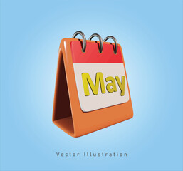 may calendar sign in 3d vector illustration