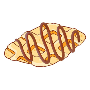 croissant pastry with chocolate drizzle clip art preview