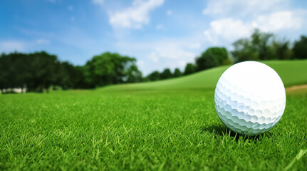 Obraz premium Capturing the Beauty of a Golf Ball on Lush Green Grass. 