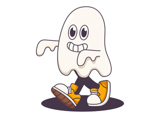 cartoon 90s ghoost isolated white background
